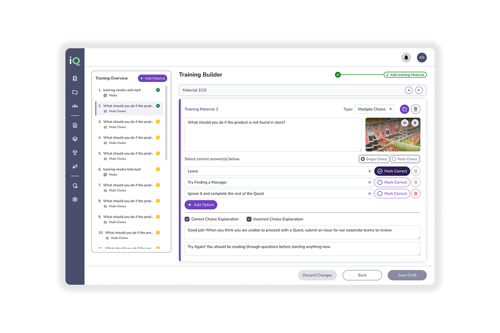 Training Builder authoring interface
