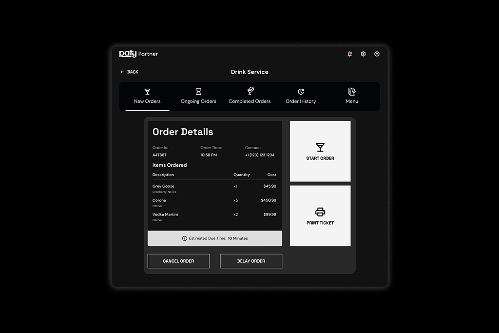 Bartender queue interface